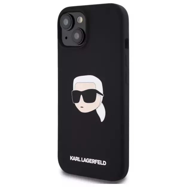 Karl Lagerfeld KLHMP15SSKHPPLK iPhone 15 6.1&quot  black/black hardcase Silicone Karl Head Print MagSafe 7
