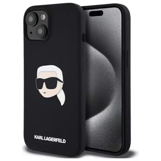 Karl Lagerfeld KLHMP15SSKHPPLK iPhone 15 6.1&quot  black/black hardcase Silicone Karl Head Print MagSafe