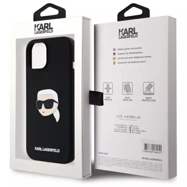 Karl Lagerfeld KLHMP15SSKHPPLK iPhone 15 6.1&quot  black/black hardcase Silicone Karl Head Print MagSafe 13