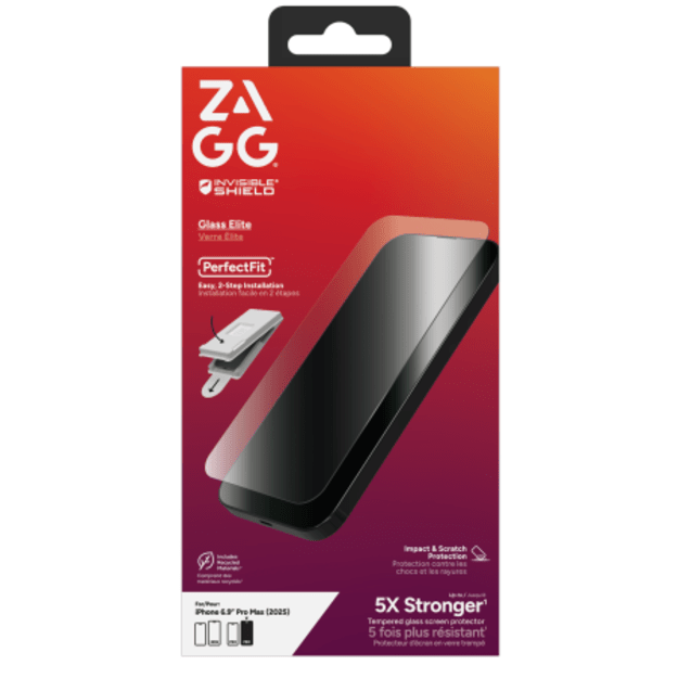 ZAGG Invisibleshield Glass Elite Tempered Glass for iPhone 17 Pro Max