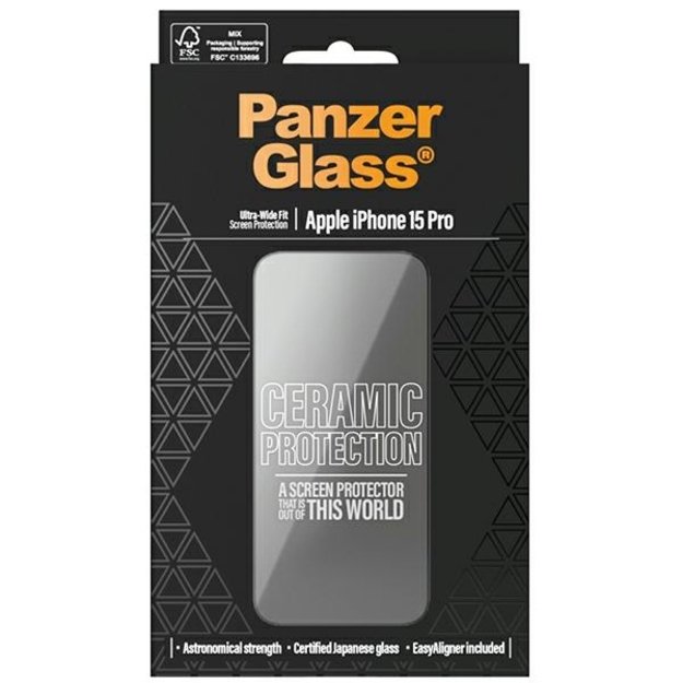 PanzerGlass Ceramic Protection ceramic glass for iPhone 15 Pro with positioner 3