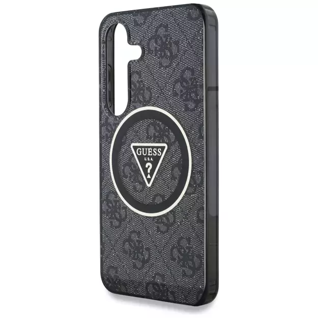 Guess 4G Glitter Triangle Buttons MagSafe case for Samsung Galaxy S25 black 5