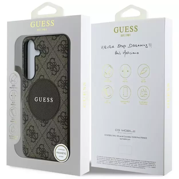 Guess 4G Round Patch Classic Logo MagSafe Case for Samsung Galaxy S25 Plus Brown 14