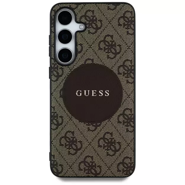 Guess 4G Round Patch Classic Logo MagSafe Case for Samsung Galaxy S25 Plus Brown 9