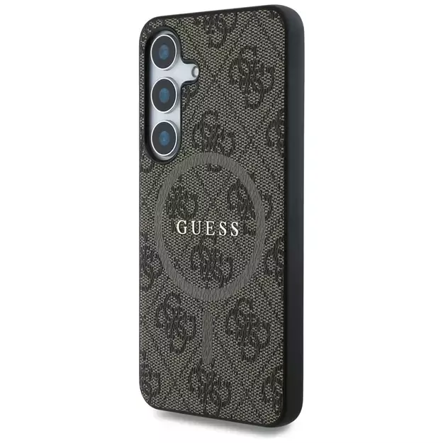 Guess Leather 4G Colored Ring Classic Logo MagSafe Samsung Galaxy S25 case brown 8