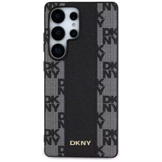 DKNY Leather Checkered Pattern MagSafe Case for Samsung Galaxy S25 Ultra Black 2