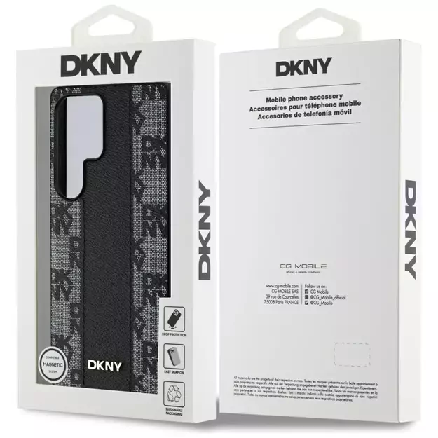 DKNY Leather Checkered Pattern MagSafe Case for Samsung Galaxy S25 Ultra Black 7