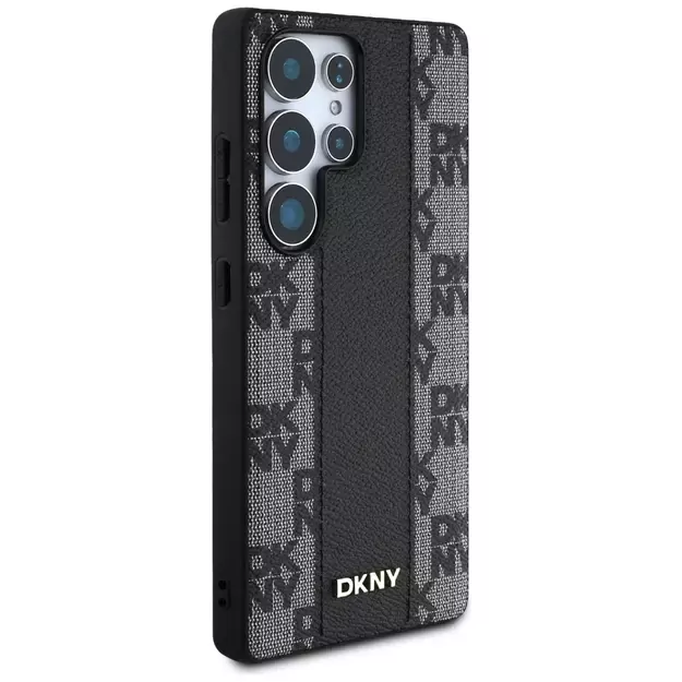 DKNY Leather Checkered Pattern MagSafe Case for Samsung Galaxy S25 Ultra Black 3