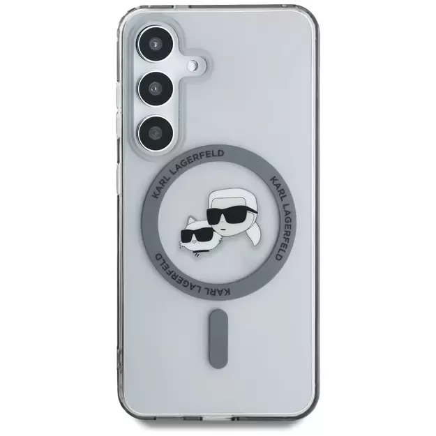 Karl Lagerfeld Button Karl &amp  Choupette Heads Printed Logo MagSafe Samsung Galaxy S25 case black 2