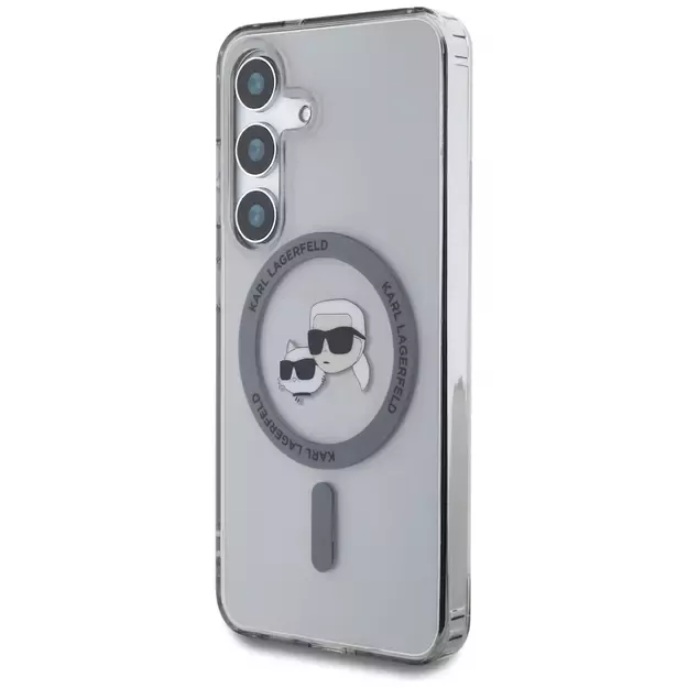Karl Lagerfeld Button Karl &amp  Choupette Heads Printed Logo MagSafe Samsung Galaxy S25 case black 1