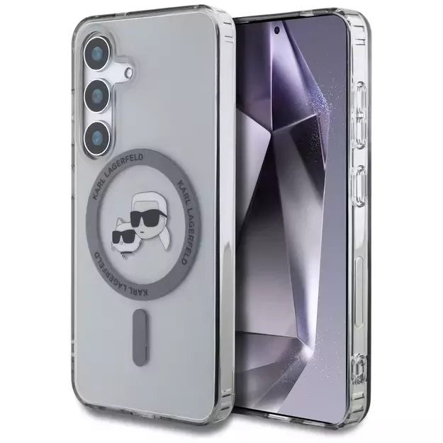 Karl Lagerfeld Button Karl &amp  Choupette Heads Printed Logo MagSafe Samsung Galaxy S25 case black