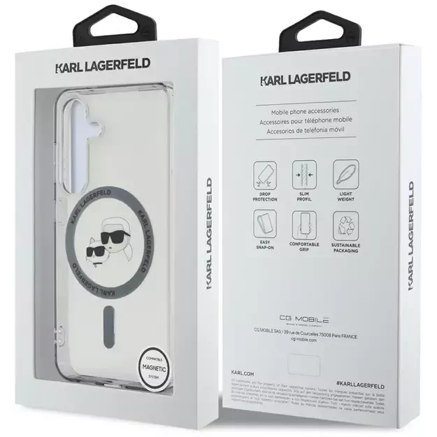 Karl Lagerfeld Button Karl &amp  Choupette Heads Printed Logo MagSafe Samsung Galaxy S25 case black 7