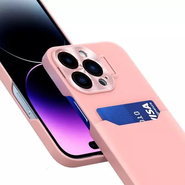 Leather Stand Case case for iPhone 14 cover card wallet with stand pink 10