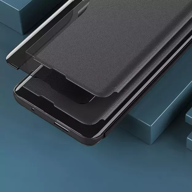 Eco Leather View Case cover for Samsung Galaxy A14 with flip stand blue 11