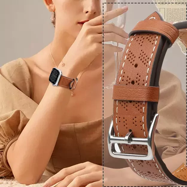 Strap Leather for Apple Watch 42 / 44 / 45 / 49 mm band bracelet - brown 4