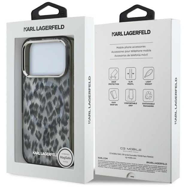 Karl Lagerfeld IML Leopard Pattern MagSafe Case for iPhone 17 Pro - Black 6