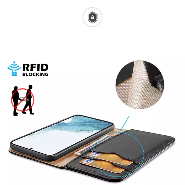 Dux Ducis Hivo case Samsung Galaxy S23+ flip case wallet stand RFID blocker black 24