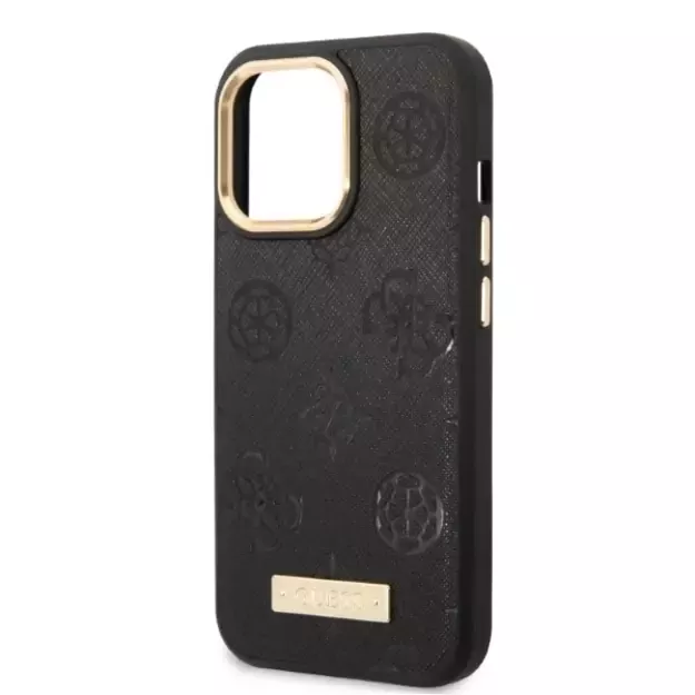 Guess GUHMP13LSAPSTK iPhone 13 Pro / 13 6.1&quot  black/black hardcase Peony Logo Plate MagSafe 12
