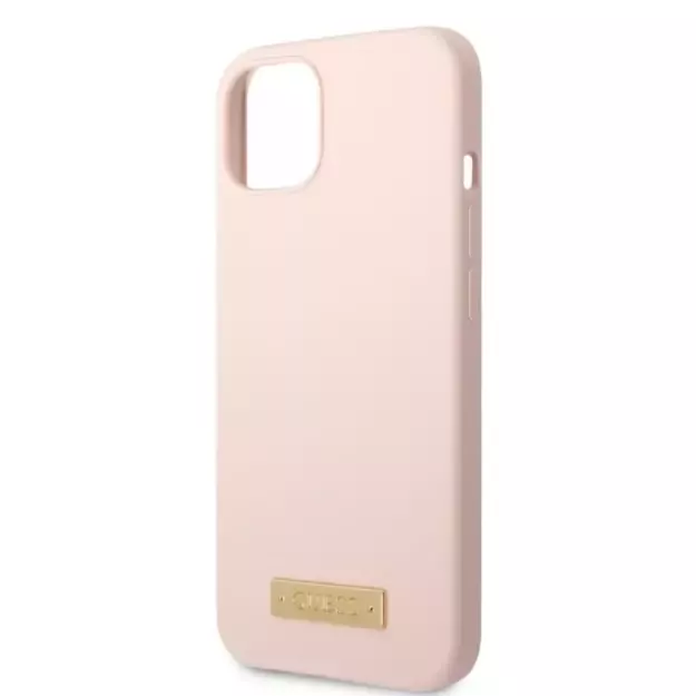 Guess GUHMP13MSBPLP iPhone 13 6.1&quot  pink/pink hard case Silicone Logo Plate MagSafe 12