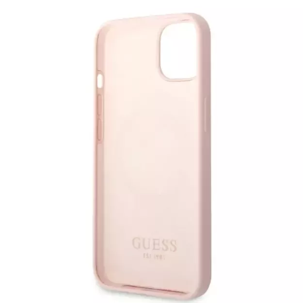 Guess GUHMP13MSBPLP iPhone 13 6.1&quot  pink/pink hard case Silicone Logo Plate MagSafe 13