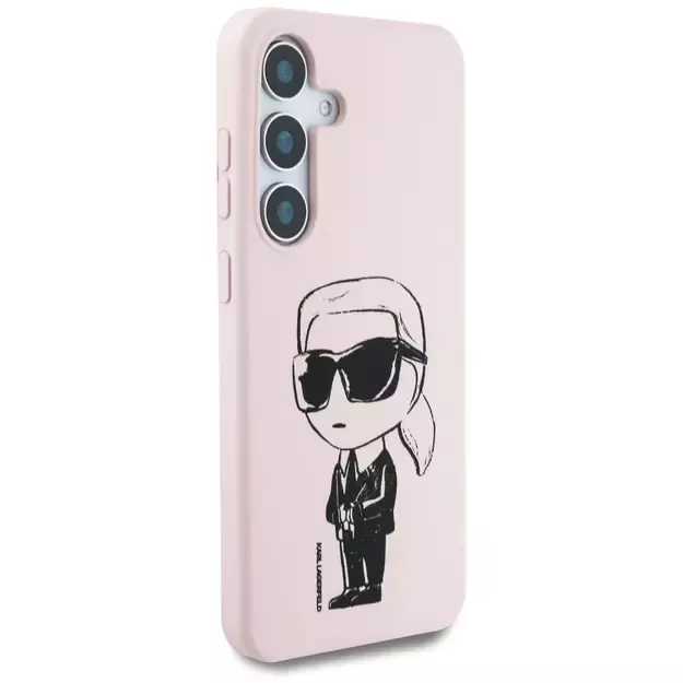 Case Karl Lagerfeld Silicone Graffiti Ikonik Printed Logo MagSafe Samsung Galaxy S25 pink 3