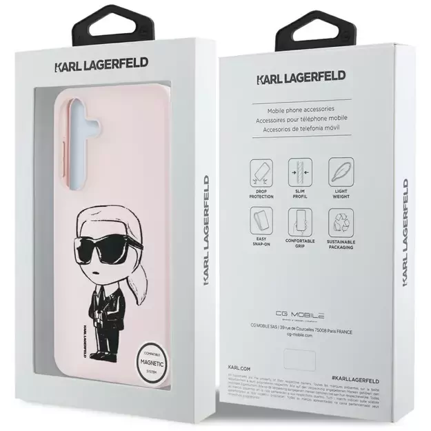 Case Karl Lagerfeld Silicone Graffiti Ikonik Printed Logo MagSafe Samsung Galaxy S25 pink 7