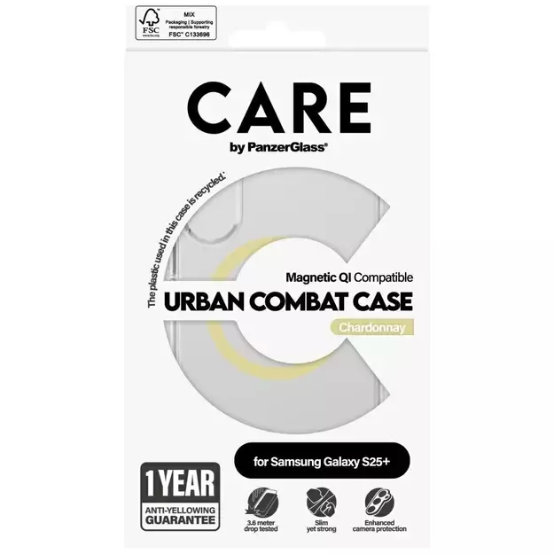 CARE by PanzerGlass Flagship Urban Combat Chardonnay QI Case for Samsung Galaxy S25+ - Transparent 3