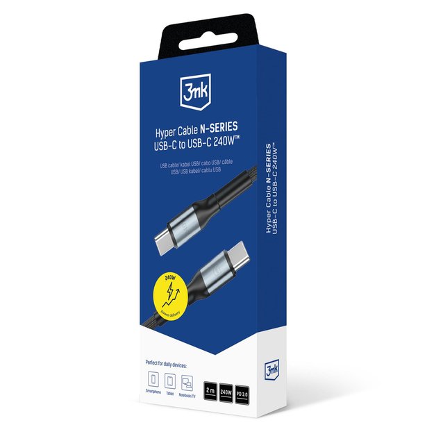 3mk Hyper Cable N-SERIES USB-C / USB-C 2m 48V/5A 240W / black 5