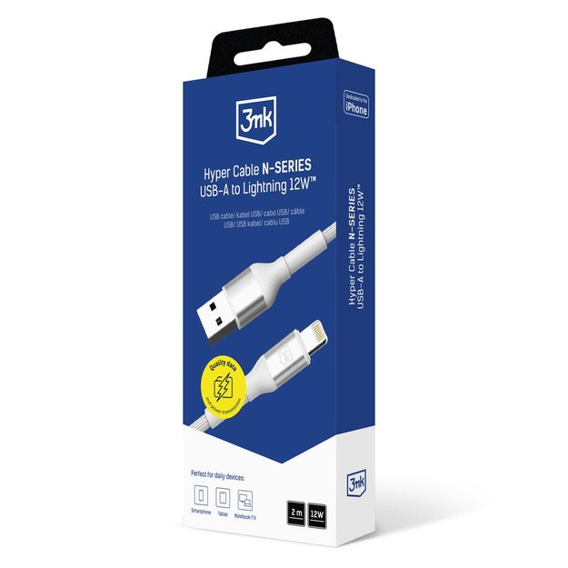 3mk 3mk Cable 3mk Hyper Cable N-SERIES USB-A / Lightning 2m 5V/2.4A 12W / white 11