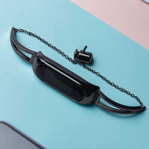 Metal bracelet for Xiaomi Mi Band 3 / 4 / 5 / 6 band strap - black 11
