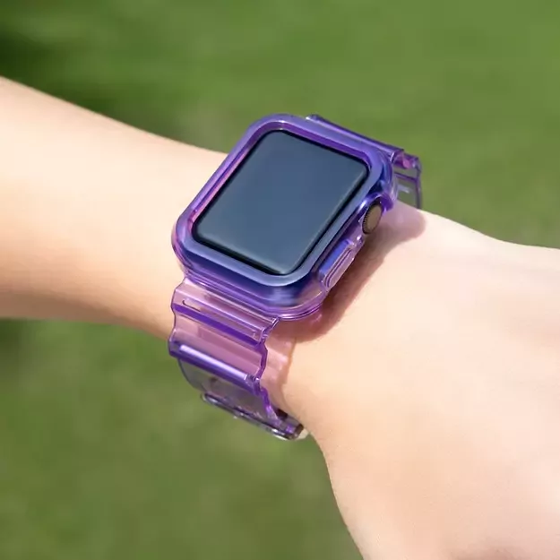 Silicone Band Strap Bracelet Case Strap Light Set for Apple Watch 38mm - Purple 2