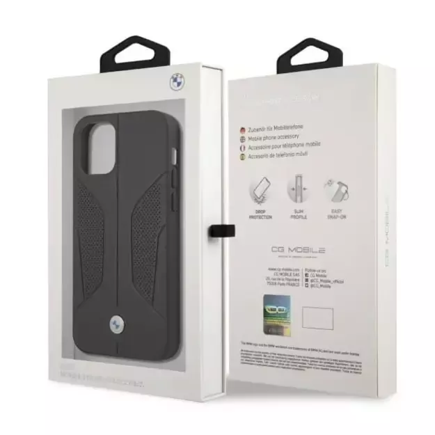 Etui BMW BMHCP12MRSCSK iPhone 12/12 Pro 6,1  czarny/black hardcase Leather Perforate Sides 14
