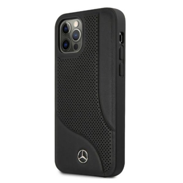 Mercedes MEHCP12LCDOBK iPhone 12 Pro Max 6,7  czarny/black hardcase Leather Perforated Area 1