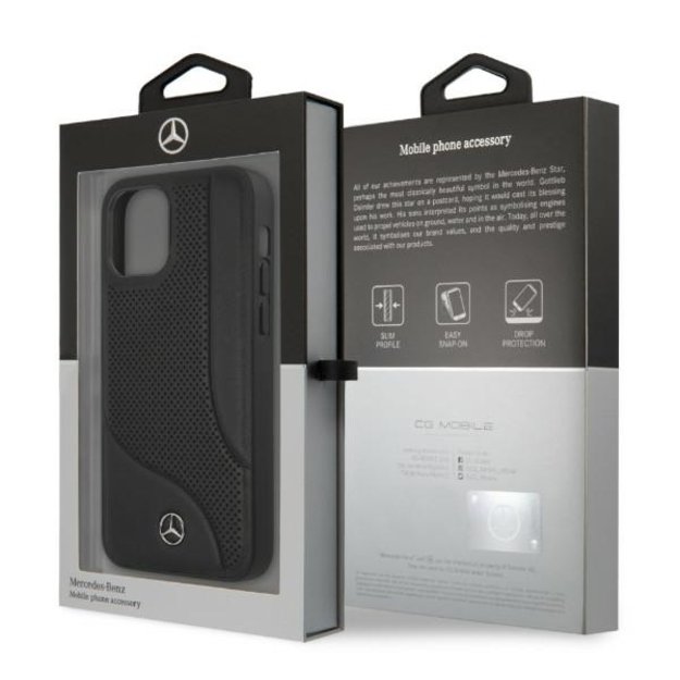 Mercedes MEHCP12LCDOBK iPhone 12 Pro Max 6,7  czarny/black hardcase Leather Perforated Area 7