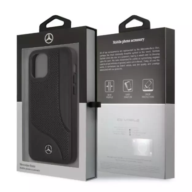 Mercedes MEHCP12LCDOBK iPhone 12 Pro Max 6,7  czarny/black hardcase Leather Perforated Area 14