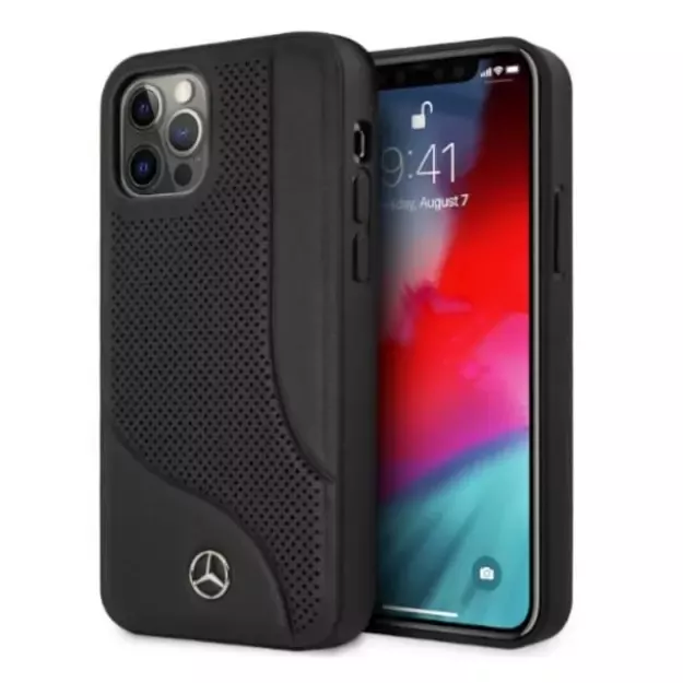 Mercedes MEHCP12LCDOBK iPhone 12 Pro Max 6,7  czarny/black hardcase Leather Perforated Area