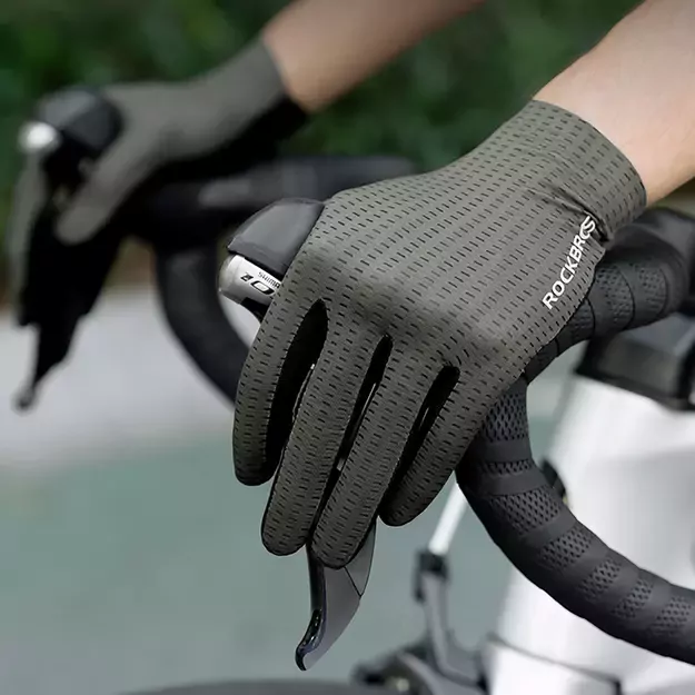 Rockbros Breathable Full Finger Cycling Gloves, Size: M - Green 7