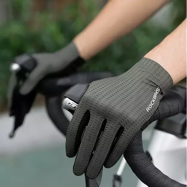 Rockbros Breathable Full Finger Cycling Gloves, Size: M - Green 13