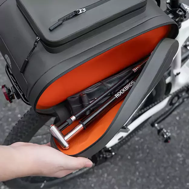 Rockbros waterproof bike pannier, for trunk, capacity 14l - gray 2