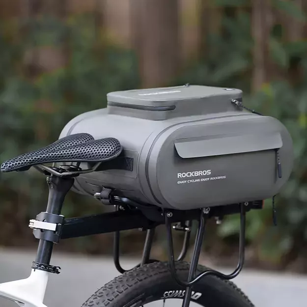 Rockbros waterproof bike pannier, for trunk, capacity 14l - gray 1