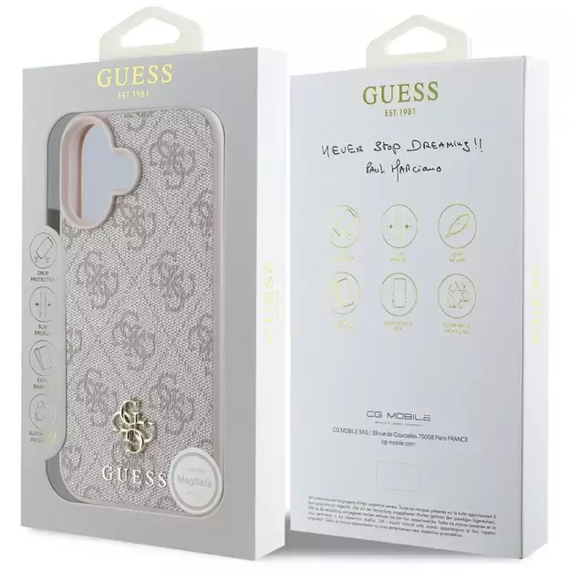 Guess HC PU 4G Small 4G and Classic iPhone 16 MagSafe Case - Pink 14