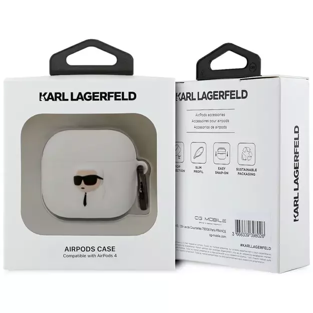 Karl Lagerfeld 3D Silicone NFT Case for AirPods 4 - White 2
