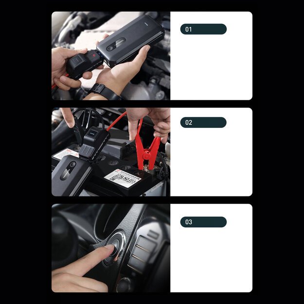 [RETURNED ITEM] Baseus Power Bank Power Starter Jump Starter 10000mAh 12V (1000A / 500A) power bank + crocodile clips black (CGNL020101) 18