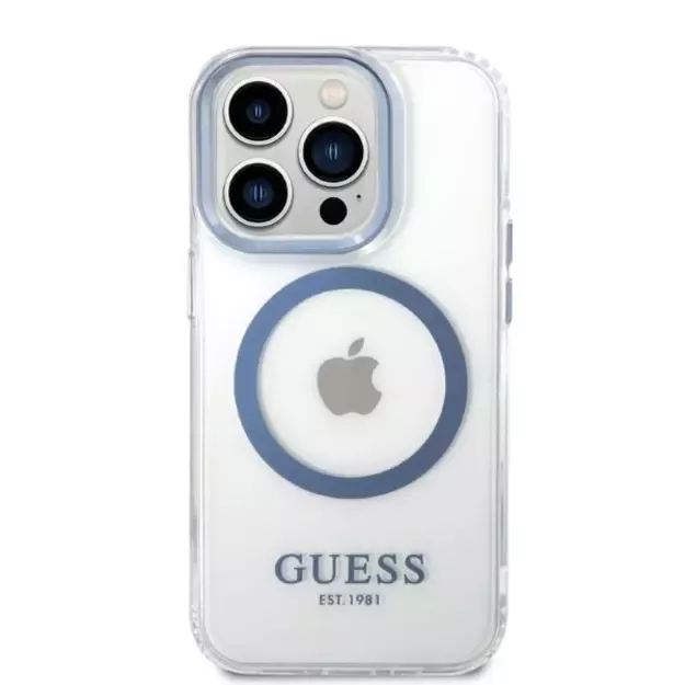 Guess Metal Outline MagSafe case for iPhone 14 Pro - blue 2