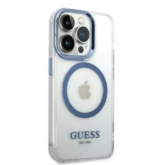 Guess Metal Outline MagSafe case for iPhone 14 Pro - blue 14