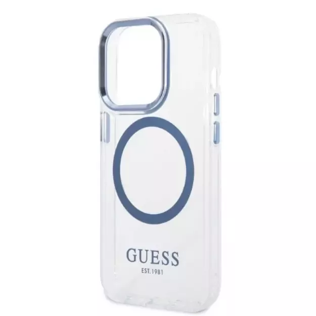 Guess Metal Outline MagSafe case for iPhone 14 Pro - blue 4