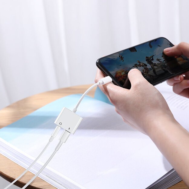 Joyroom S-Y104 headphone adapter Lightning - Lightning / mini jack 3.5mm - white 16