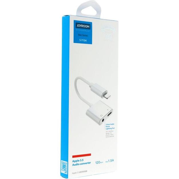 Joyroom S-Y104 headphone adapter Lightning - Lightning / mini jack 3.5mm - white 14