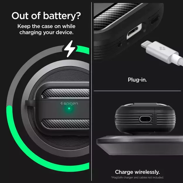 Spigen Rugged Armor Case for Apple AirPods Pro 1 / 2 - Matte Black 35