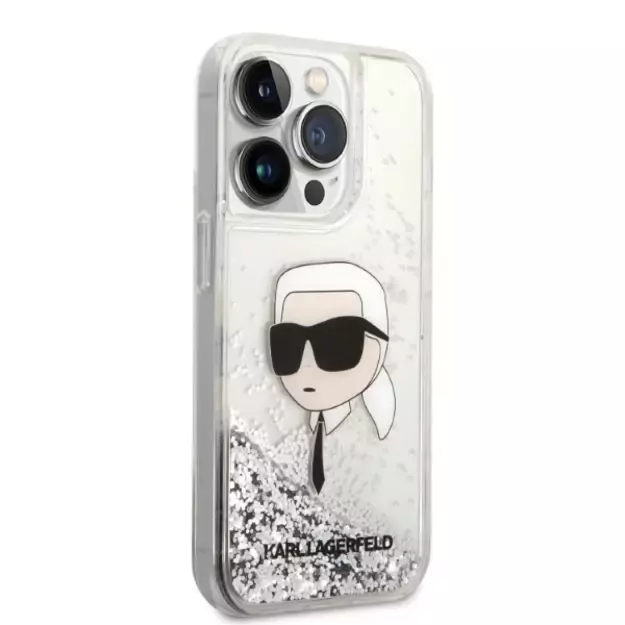 Karl Lagerfeld KLHCP14LLNKHCH iPhone 14 Pro 6.1  silver/silver hardcase Glitter Karl Head 3